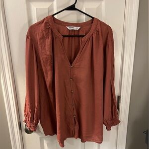 Sonoma Terracotta Button-Up Blouse